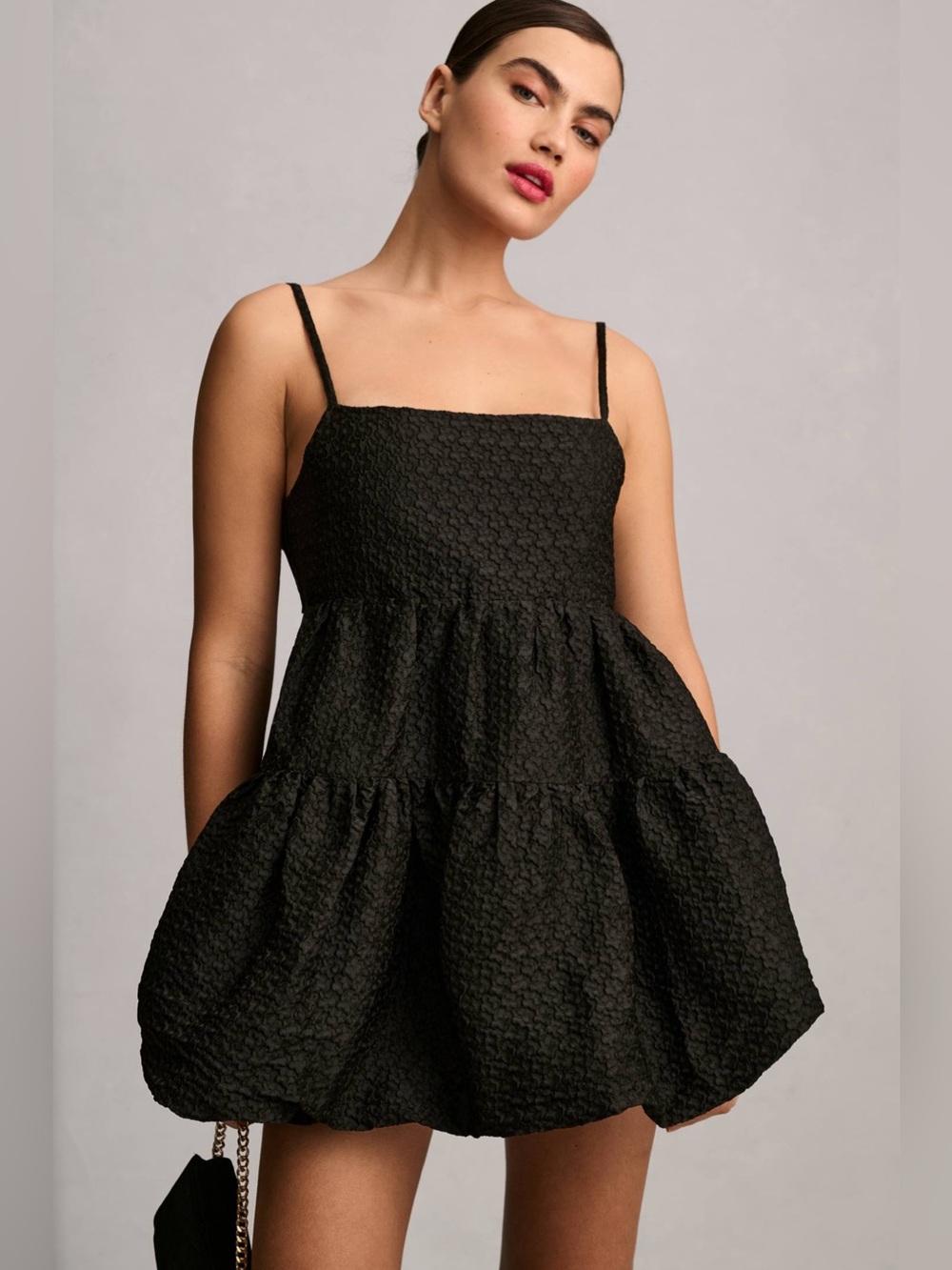 Aureta x Anthropologie Square-Neck Bubble-Hem Mini Dress